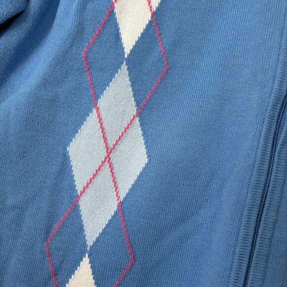 VINTAGE Y2K Pastel Argyle Cardigan Sweater Preppy Eclectic Grandpa Size Large - Picture 6 of 11